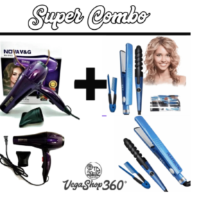 Combo De Plancha Titanium +Secador Nova 5000W