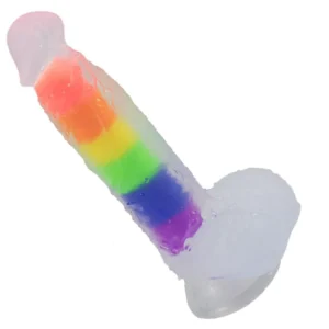 Consolador realista de silicona transparente arco iris