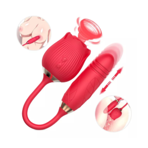 Vibrador Flor Lengua con Bala Doble Estimulo Lotus Rojo