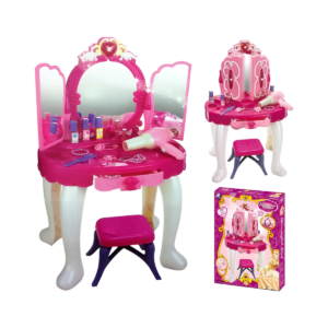 Tocador Rosa Con Banco Para Niña Juguete Con Accesorios